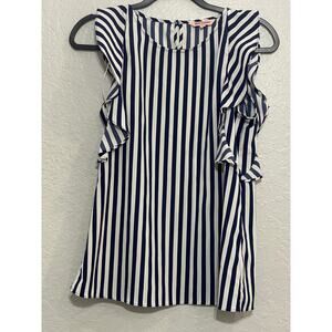 Juicy Couture Top Size S – Blue White Striped, Flowy Sleeves, Coastal Vibes